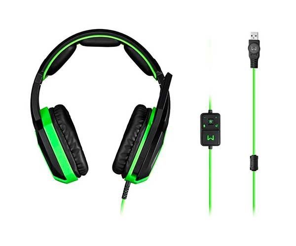 Headset Gamer Multi Warrior 7.1 3D Preto/Verde, PH224