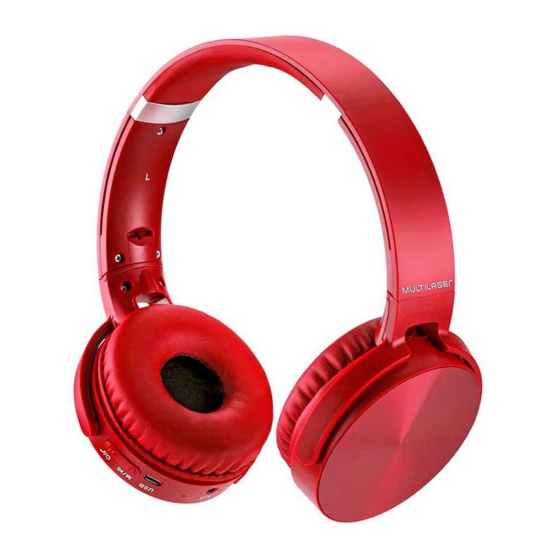Fone de Ouvido Multi Bluetooth/SD/AUX/FM Vermelho, PH266