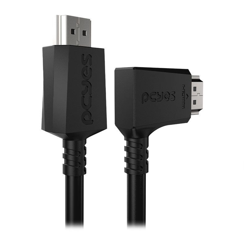 Cabo HDMI PCYes, Conector 90 Graus Horizontal, 2m, Preto, PH90H-2