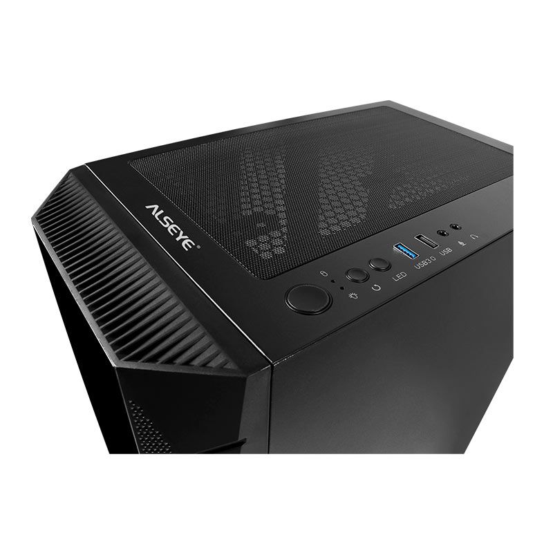 Gabinete Gamer Alseye Phantom, Mid-Tower, Lateral de Vidro, Preto, PHANTOM1.0-BK