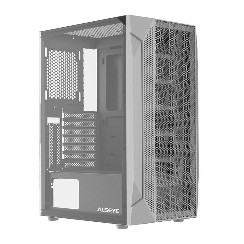 Gabinete Gamer Alseye Pinwheel Mesh, Mid-Tower, Lateral de Vidro, Branco, PINWHEEL-W