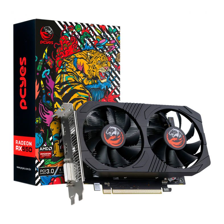 Placa de Video Pcyes Radeon RX 550, 4GB, GDDR5, 128-bit, PJRX5504GGR5DF-NAC