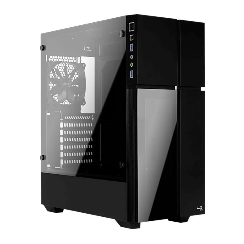 Gabinete AeroCool Playa RGB Preto Lateral/Frontal Vidro, PLAYA-G-BK-V1