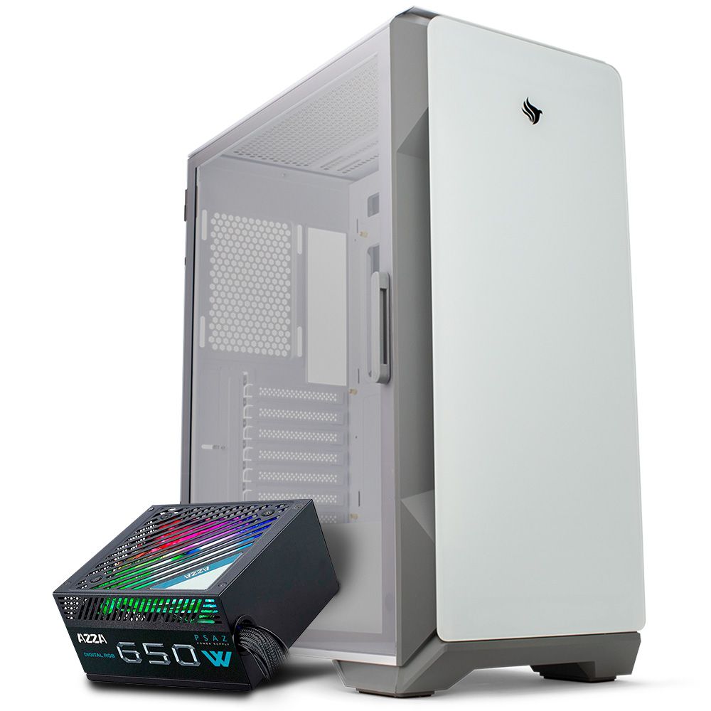 Pichau Kit Upgrade, Gabinete Gamer Pichau Pouter 3 Branco + Fonte Azza 650W RGB
