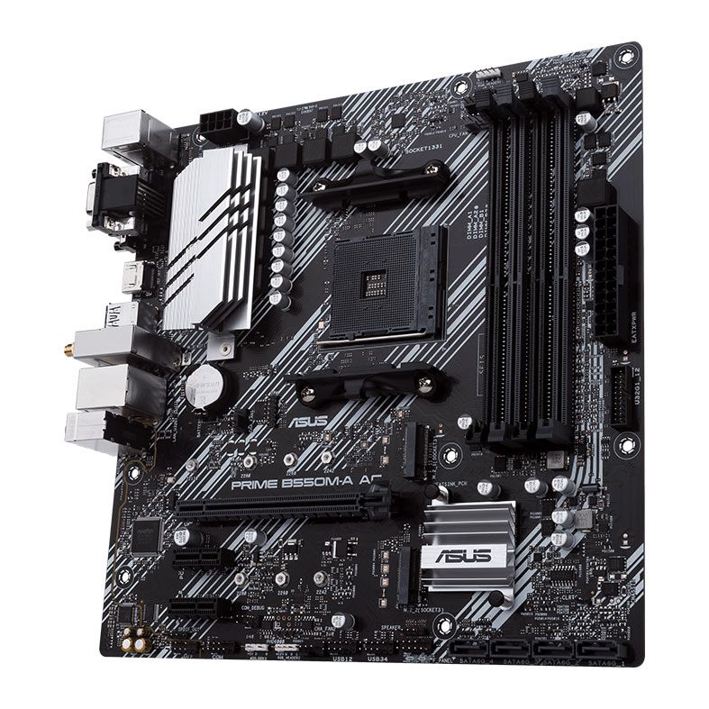 Placa Mae Asus PRIME B550M-A AC, Wifi, DDR4, Socket AM4, M-ATX, Chipset AMD B550, PRIME-B550M-A-AC