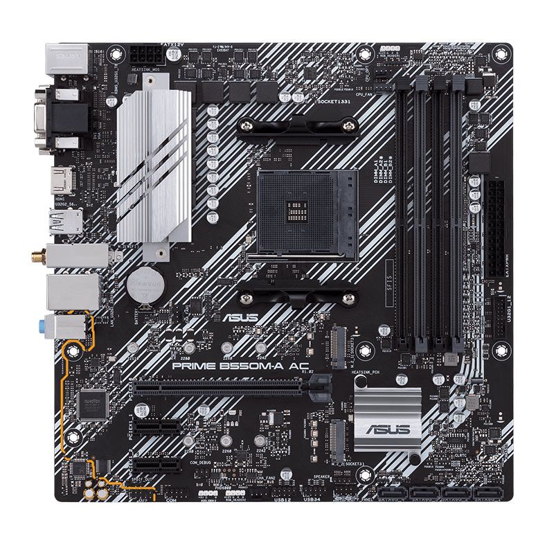Placa Mae Asus PRIME B550M-A AC, Wifi, DDR4, Socket AM4, M-ATX, Chipset AMD B550, PRIME-B550M-A-AC