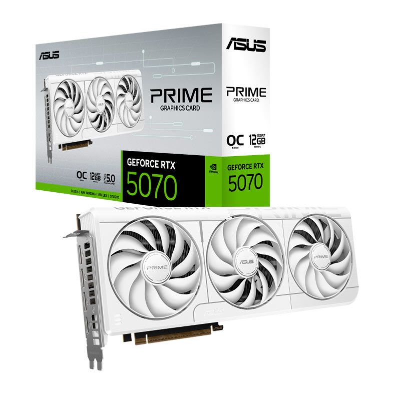 Placa de Video Asus GeForce RTX 5070 Prime OC White Edition, 12GB, GDDR7, 192-bit, PRIME-RTX5070-O12G-WHITE