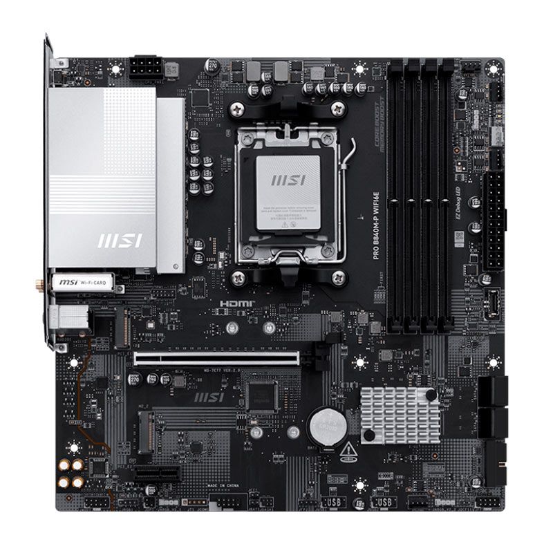 Placa Mae MSI Pro B840M-P WiFi6E, DDR5, Socket AMD AM5, M-ATX, Chipset AMD B840, PRO-B840M-P-WIFI6E