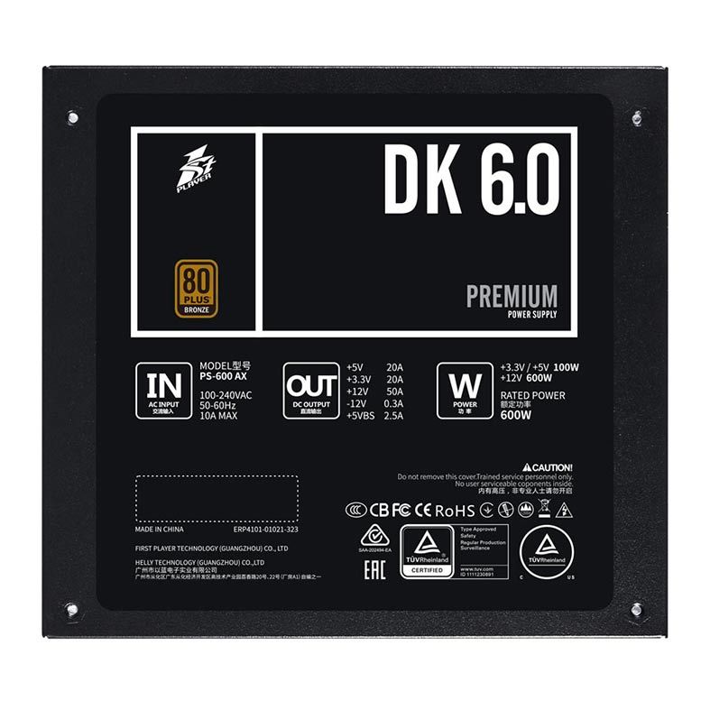 Fonte 1STPlayer DK Premium 600W 80 Plus Bronze, PS-600AX