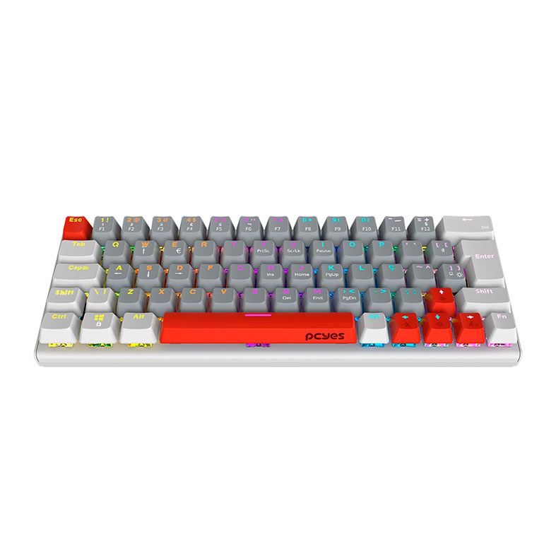 Teclado Mecanico Pcyes Kuromori White Ghost, Rainbow, ABNT2, Switch Azul, PTKMWG60BL