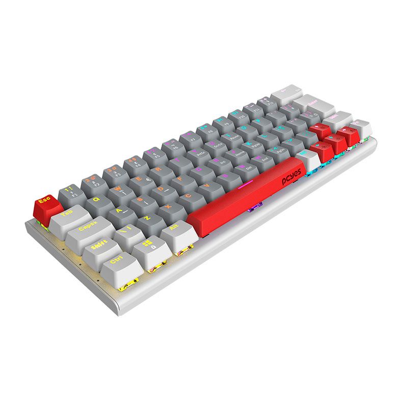 Teclado Mecanico Pcyes Kuromori White Ghost, Rainbow, ABNT2, Switch Vermelho, PTKMWG60RD