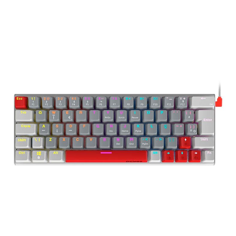 Teclado Mecanico Pcyes Kuromori White Ghost, Rainbow, ABNT2, Switch Vermelho, PTKMWG60RD