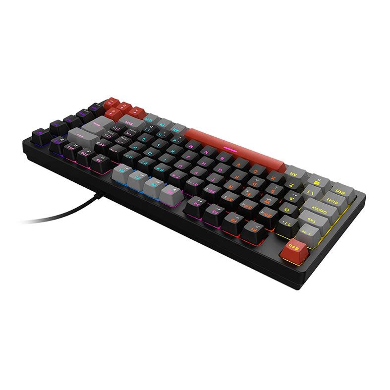 Teclado Mecanico Gamer PCYes Kirin Black Vulcan, 75%, Raimbow, ABNT2, Switch Blue, Preto e Vermelho, PTKR75BL