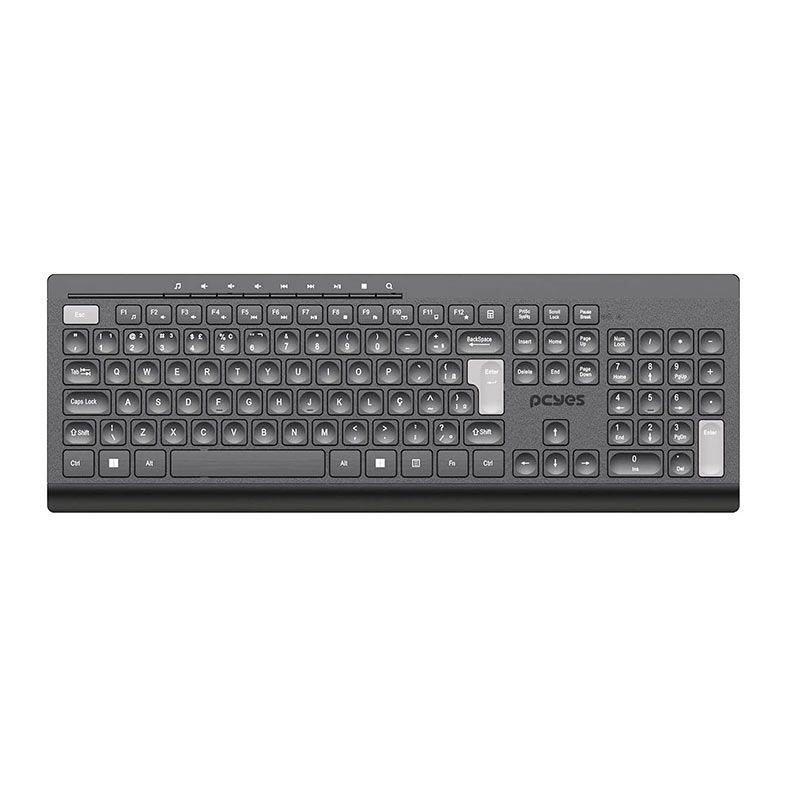 Teclado PcYes! Soft, Wireless, ABNT2, Preto, PTOSFWAB-108069