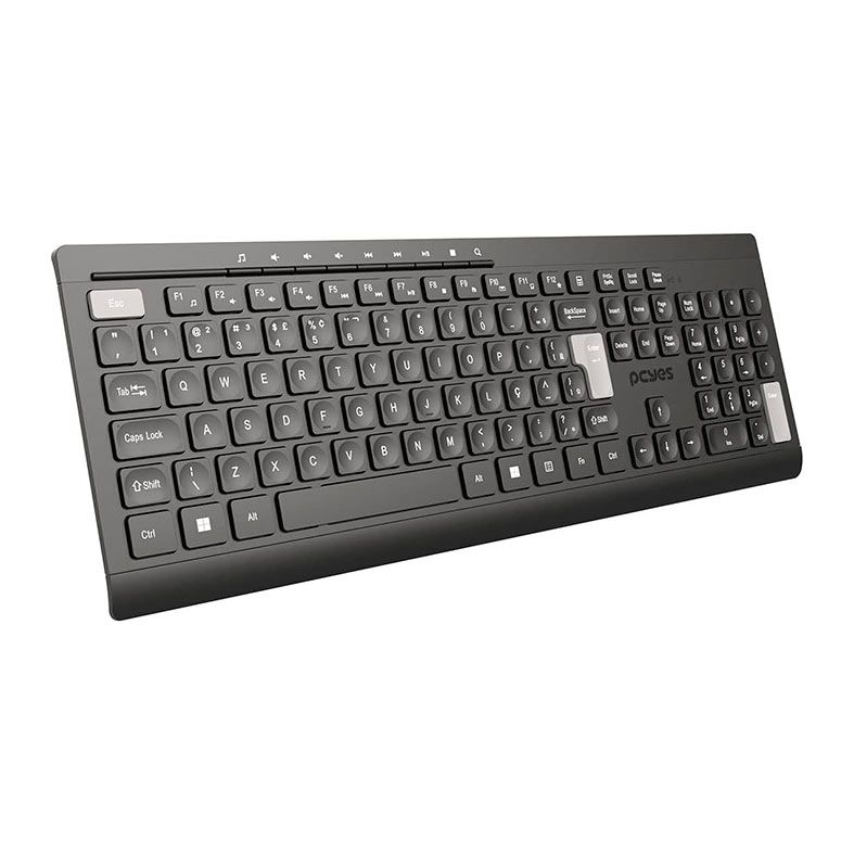 Teclado PcYes! Soft, Wireless, ABNT2, Preto, PTOSFWAB-108069