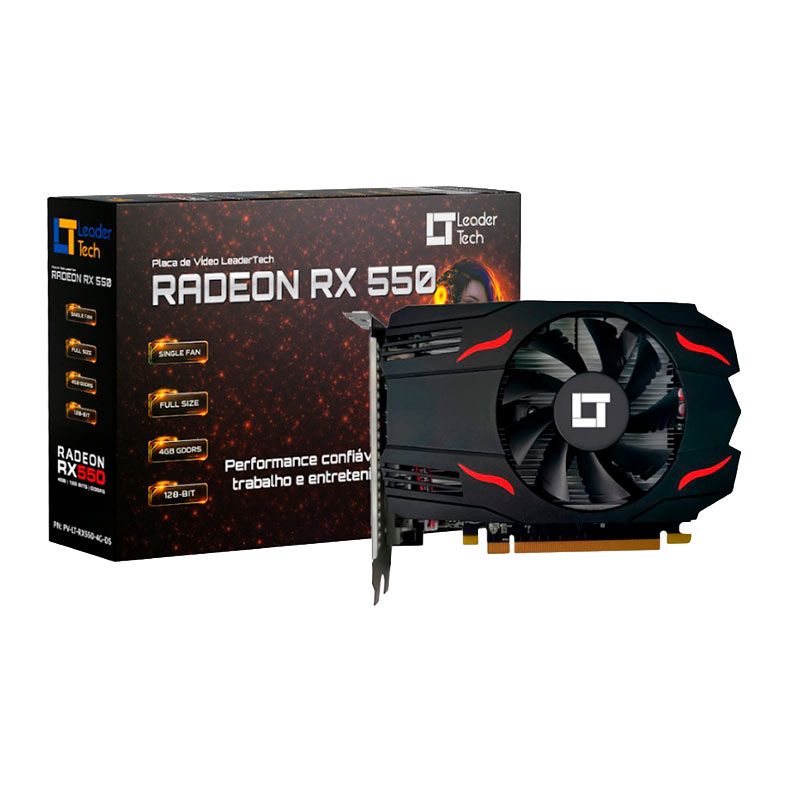 Placa de Video Leadertech Radeon RX 550, 4GB, GDDR5, 128-bit, PV-LT-RX550-4G-D5