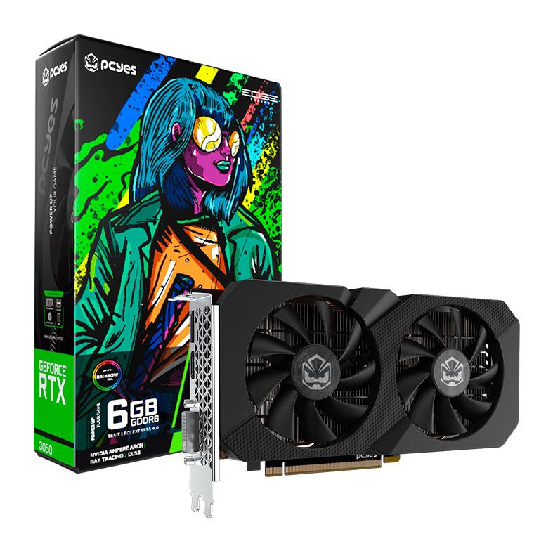Placa de Video PCYes GeForce RTX 3050 Projeto Edge, 6GB, GDDR6, 96-bit, PVRTX30506BLPE