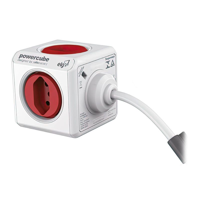 Filtro De Linha Elg Extended, 5 Tomadas, Bivolt, 3m, Branco e Vermelho, PWC-X5-3M
