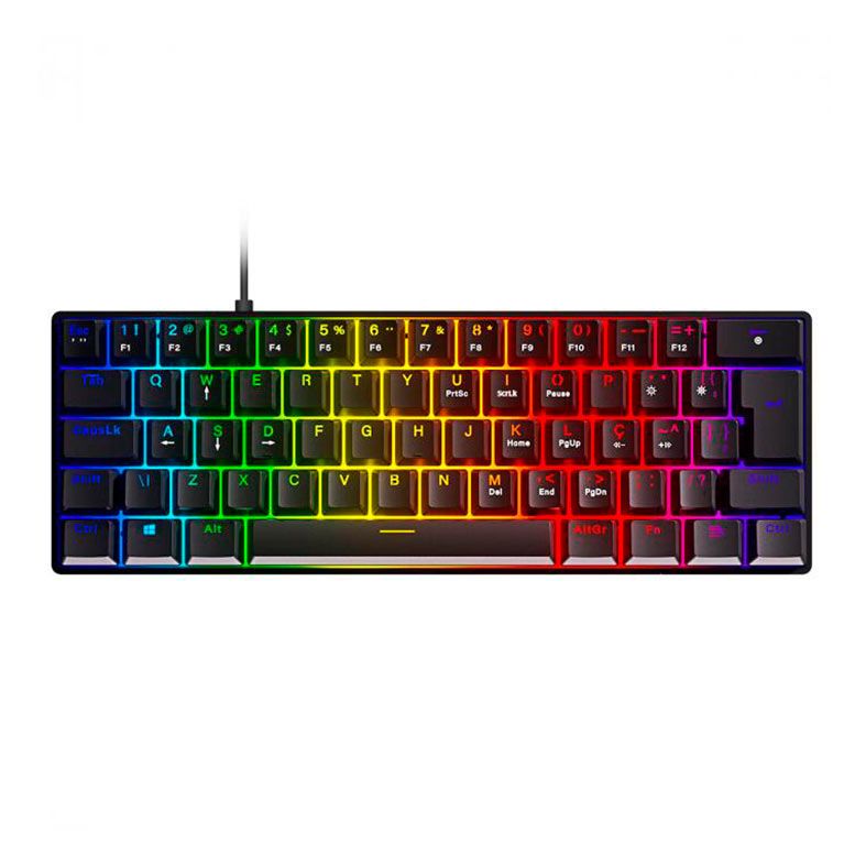 Teclado Mecanico Gamer Pcyes ZOT, RGB, ABNT2, Compacto, Switch Marrom, Preto, PZOHBWRGB