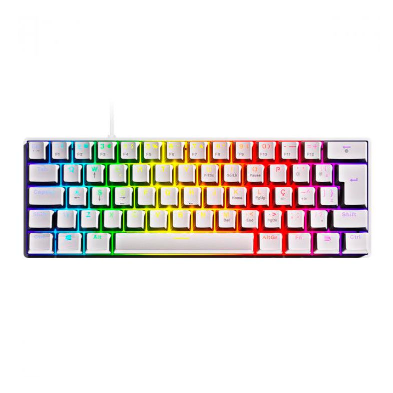 Teclado Mecanico Gamer Pcyes ZOT, RGB, ABNT2, Compacto, Switch Marrom, Branco, PZWOHBWRGB