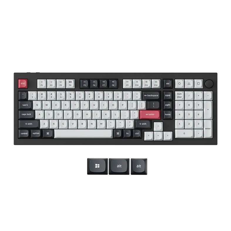 Teclado Magnetico Keychron Q5 HE Knob Version, RGB, Wireless, Switch Nebula, Preto e Branco, Q5H-M1