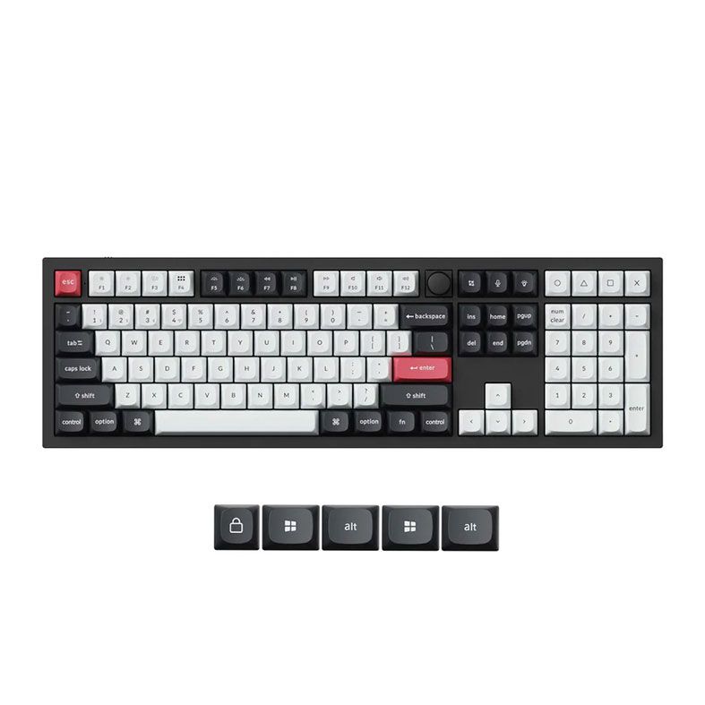 Teclado Magnetico Keychron Q6 HE Knob Version, RGB, Wireless, Switch Nebula, Preto e Branco, Q6H-M1