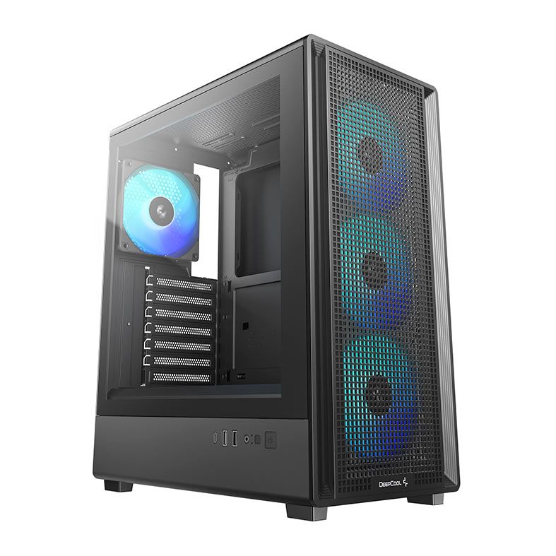 Gabinete Gamer Deepcool CC500, ARGB, Mid-Tower, Lateral de Vidro, Com 4 Fans, Preto, R-CC550NKANA4-G