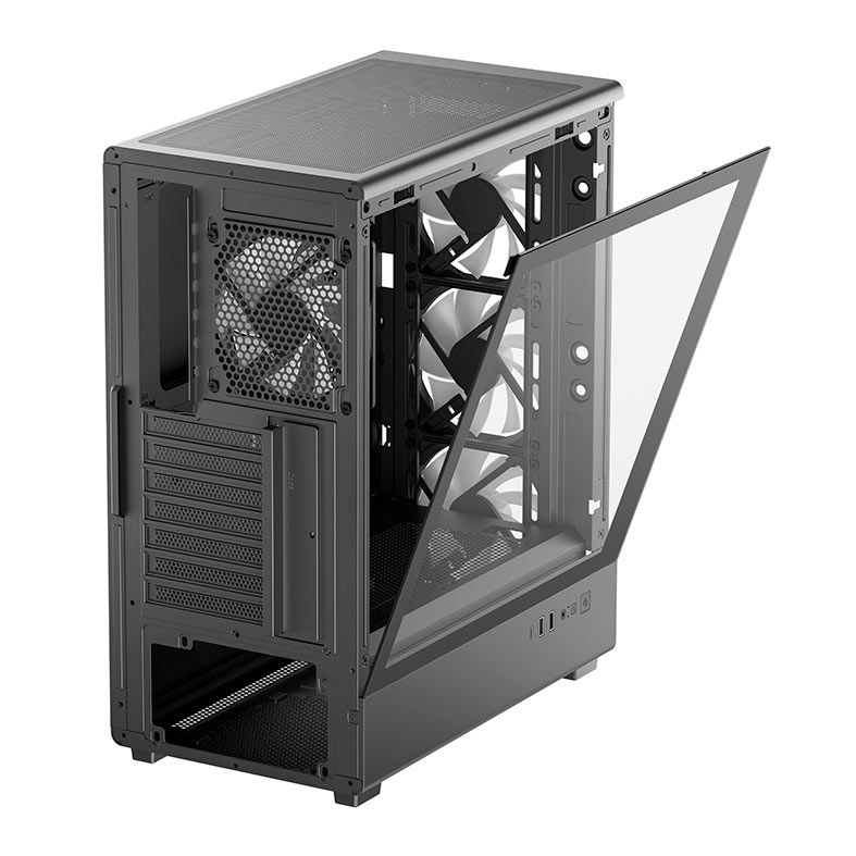 Gabinete Gamer Deepcool CC500, ARGB, Mid-Tower, Lateral de Vidro, Com 4 Fans, Preto, R-CC550NKANA4-G