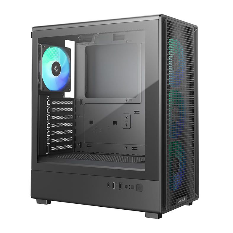 Gabinete Gamer Deepcool CC500, ARGB, Mid-Tower, Lateral de Vidro, Com 4 Fans, Preto, R-CC550NKANA4-G