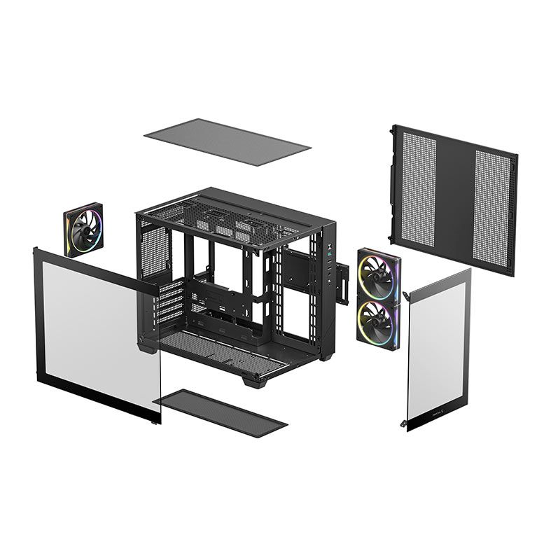 Gabinete Gamer Deepcool CG330, ARGB, Mid-Tower, Lateral de Vidro, Com 3 Fans, Preto, R-CG330-BKNGM3-G