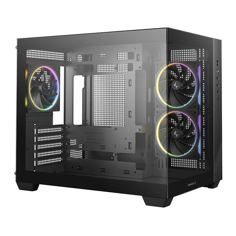 Gabinete Gamer Deepcool CG330, ARGB, Mid-Tower, Lateral de Vidro, Com 3 Fans, Preto, R-CG330-BKNGM3-G