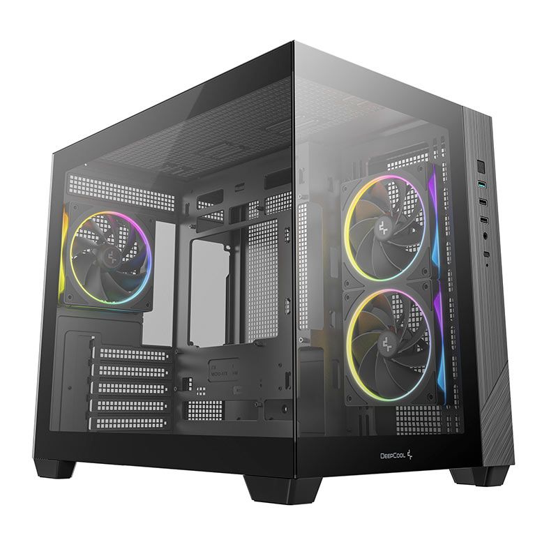 Gabinete Gamer Deepcool CG330, ARGB, Mid-Tower, Lateral de Vidro, Com 3 Fans, Preto, R-CG330-BKNGM3-G