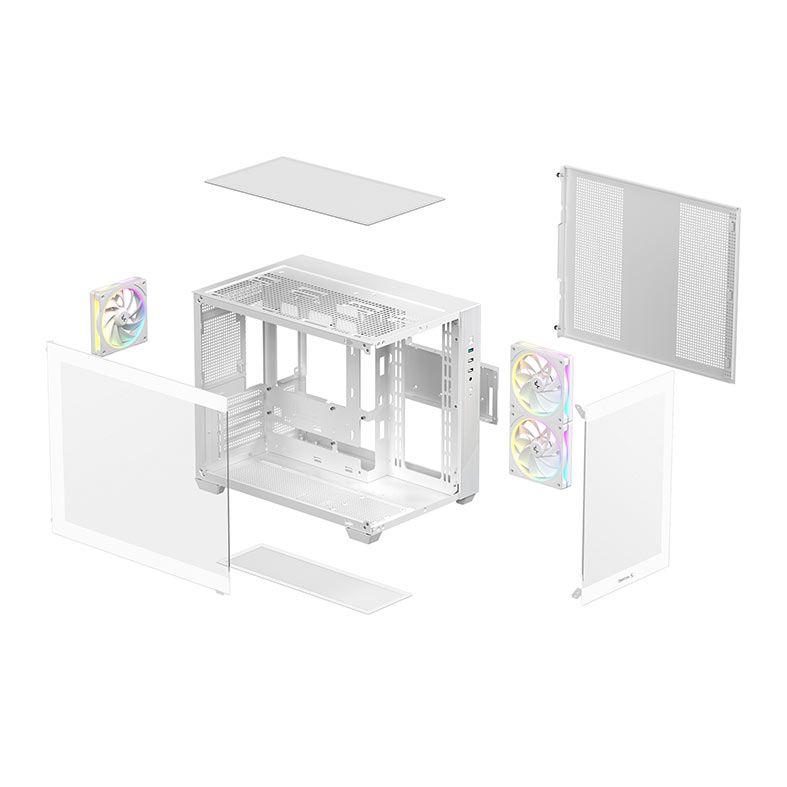 Gabinete Gamer Deepcool CG330, ARGB, Mid-Tower, Lateral de Vidro, Com 3 Fans, Branco, R-CG330-WHNGM3-G