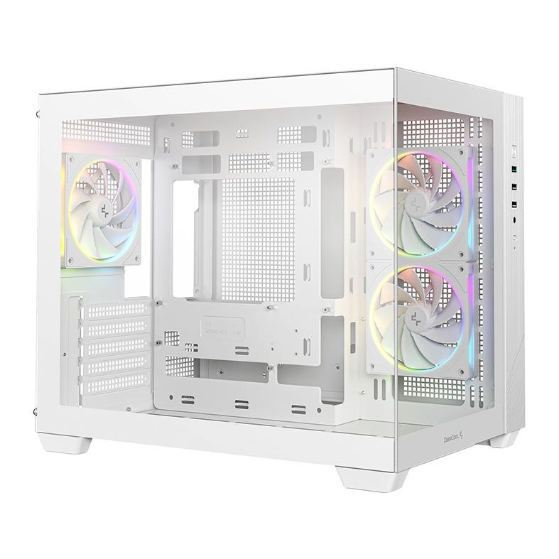 Gabinete Gamer Deepcool CG330, ARGB, Mid-Tower, Lateral de Vidro, Com 3 Fans, Branco, R-CG330-WHNGM3-G
