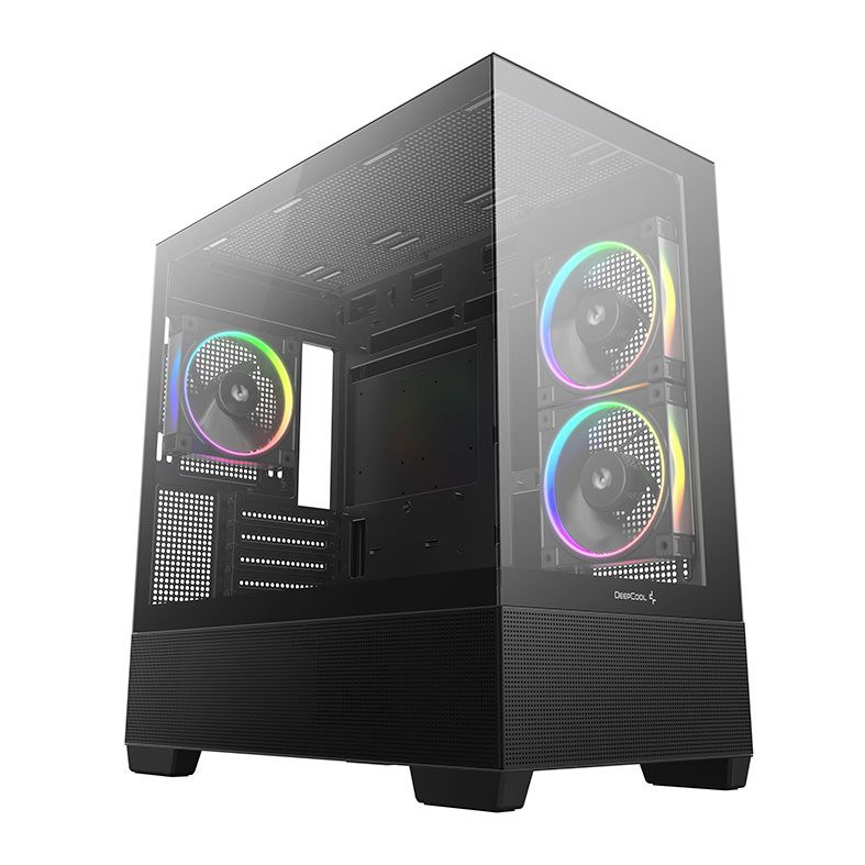 Gabinete Gamer Deepcool CG380, ARGB, Mini-Tower, Lateral de Vidro, Com 3 Fans, Preto, R-CG380-BKAGM3-G