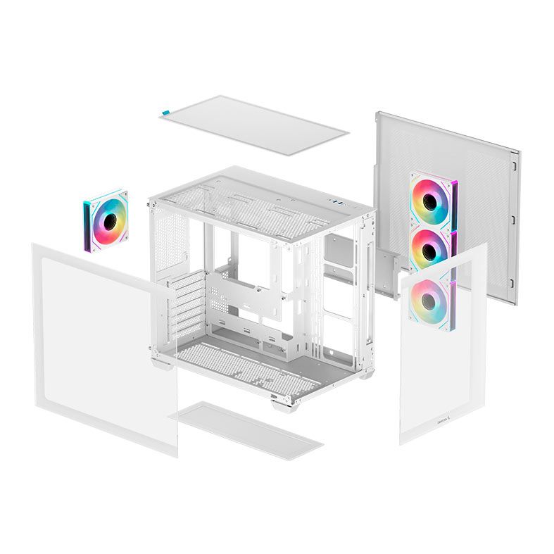 Gabinete Gamer Deepcool CG530 4F,ARGB, Mid-Tower, Lateral de Vidro, Com 4 Fans, Branco, R-CG530-WHADA4-G-1