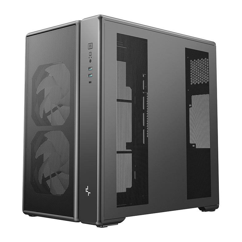 Gabinete Gamer Deepcool CG590 MESH, ARGB, Mid-Tower, Lateral de Vidro, Com 2 Fans, Preto, R-CG590MESH-BKANA2-G