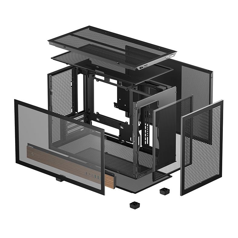 DEEPCOOL　PCケース CH260 WOOD R-CH260-BKNWM0-G-1　ブラック Gabinete Gamer Deepcool CH260 Wood, Mini-Tower, Lateral de Vidro