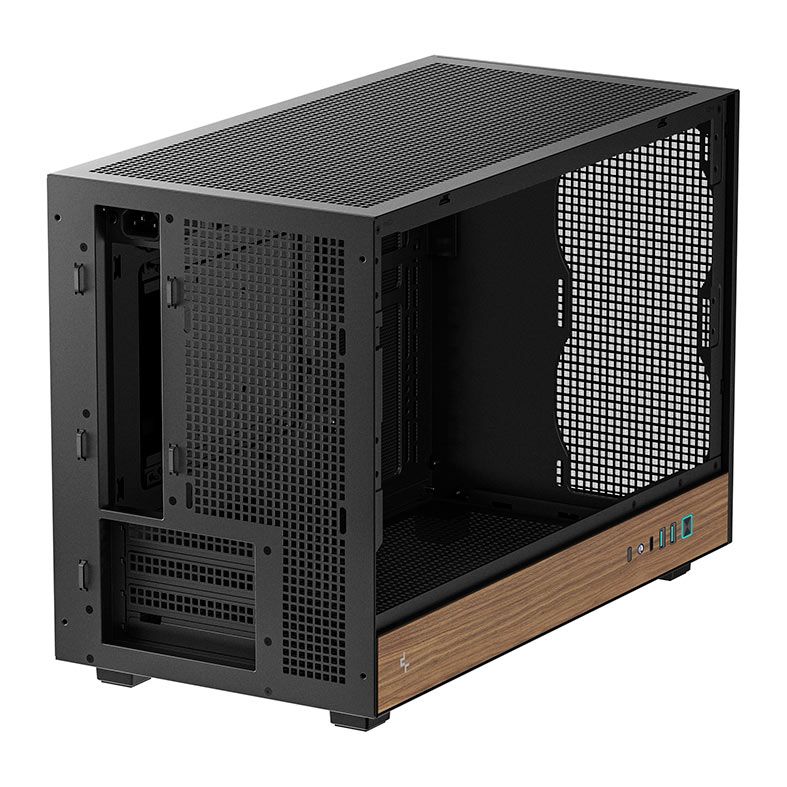 DEEPCOOL　PCケース CH260 WOOD R-CH260-BKNWM0-G-1　ブラック Gabinete Gamer Deepcool CH260 Wood, Mini-Tower, Lateral de Vidro