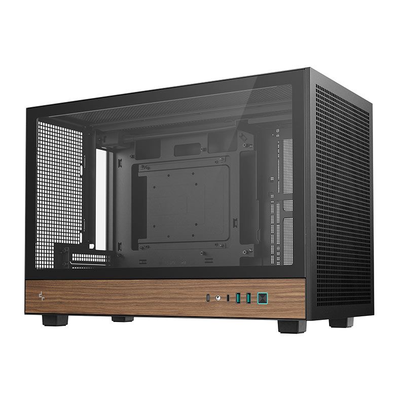 DEEPCOOL　PCケース CH260 WOOD R-CH260-BKNWM0-G-1　ブラック Gabinete Gamer Deepcool CH260 Wood, Mini-Tower, Lateral de Vidro