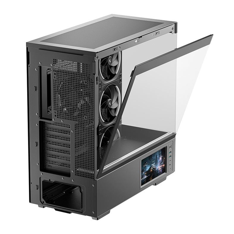 Gabinete Gamer Deepcool CH690 LCD, ARGB, Mid-Tower, Lateral de Vidro, Com 4 Fans, Preto, R-CH690LCD-BKNNA0D-G