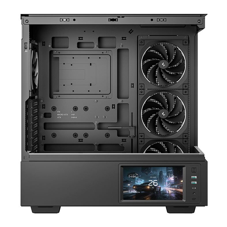 Gabinete Gamer Deepcool CH690 LCD, ARGB, Mid-Tower, Lateral de Vidro, Com 4 Fans, Preto, R-CH690LCD-BKNNA0D-G