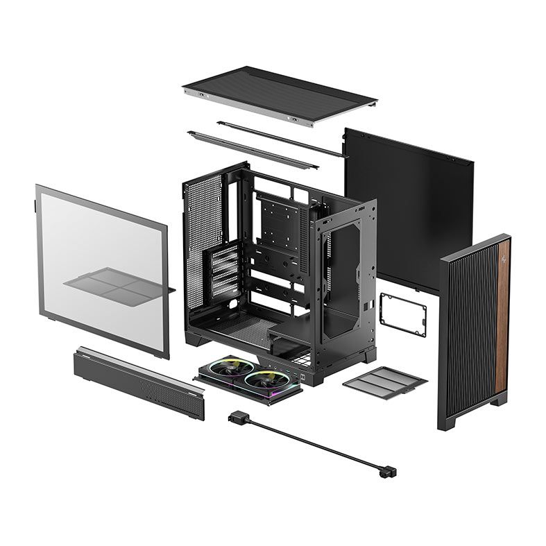 Gabinete Gamer Deepcool CL600, ARGB, Lateral de Vidro, Com 2 Fans, Mid-Tower, Preto, R-CL600-BKNNA2-G-1