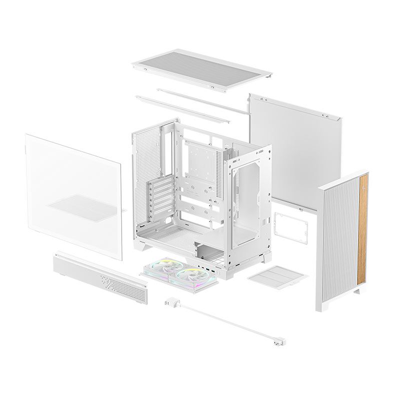Gabinete Gamer Deepcool CL600, ARGB, Lateral de Vidro, Com 2 Fans, Mid-Tower, Branco, R-CL600-WHNNA2-G-1