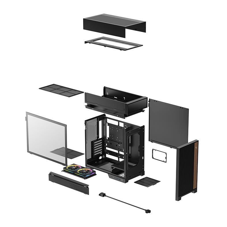 Gabinete Gamer Deepcool CL660, ARGB, Lateral de Vidro, Com 2 Fans, Mid-Tower, Preto, R-CL660-BKNNA0-G-1