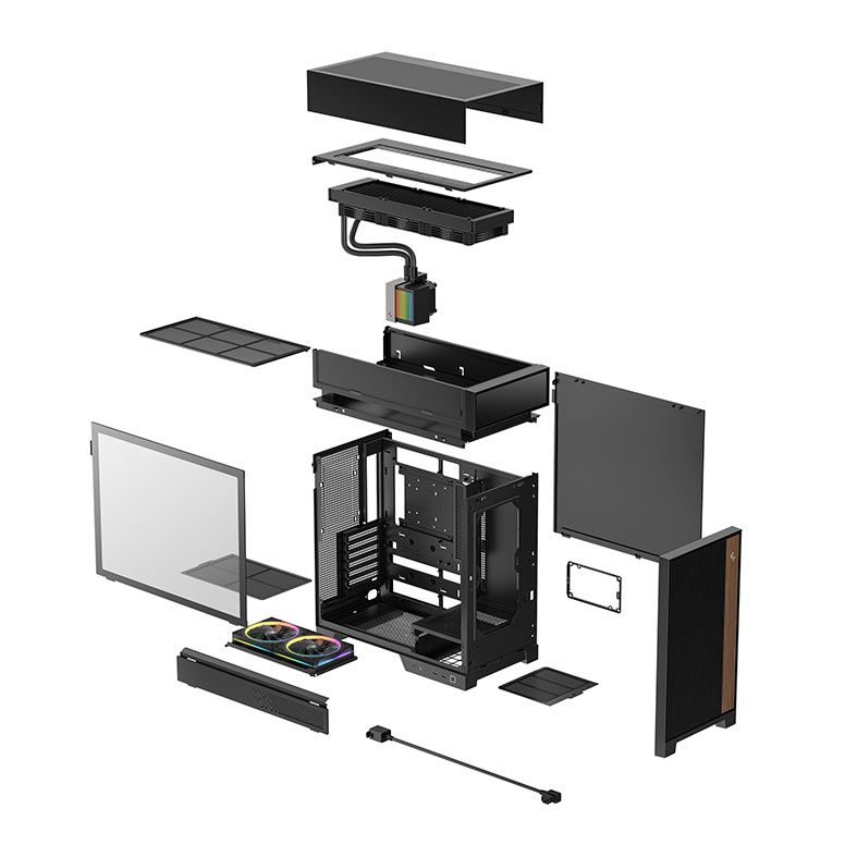 Gabinete Gamer Deepcool CL6600, ARGB, Mid-Tower, Lateral de Vidro, Com 2 Fans + Water Cooler 360mm, Preto, R-CL6600-BKNNA0-G-1