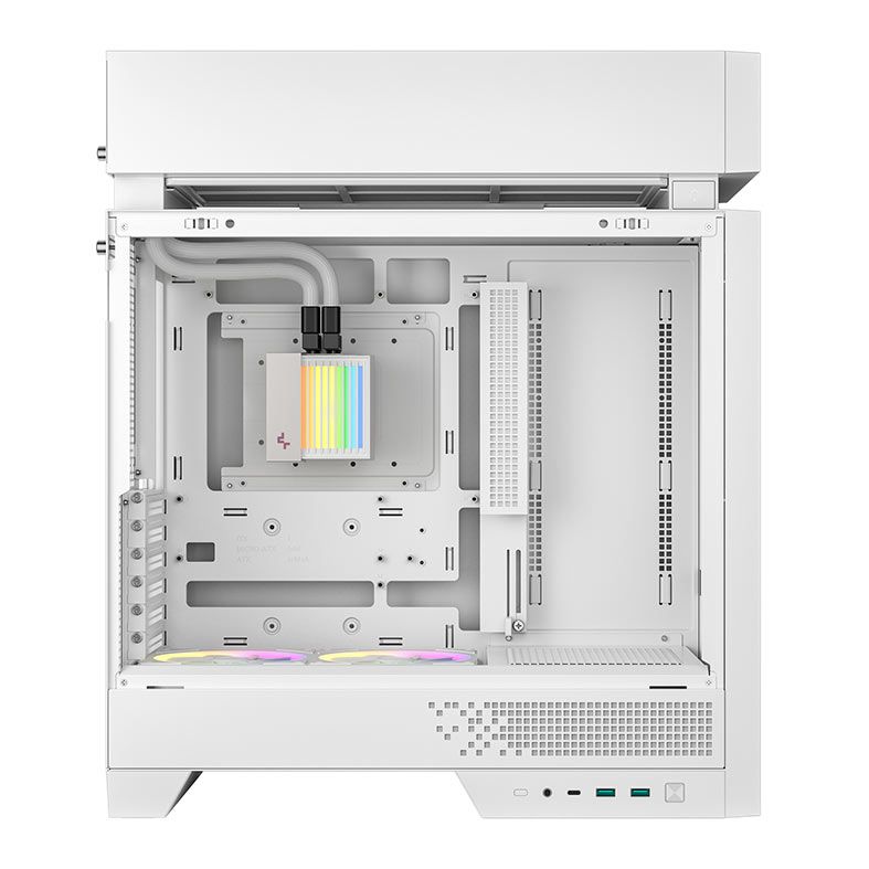 Gabinete Gamer Deepcool CL6600, ARGB, Mid-Tower, Lateral de Vidro, Com 2 Fans + Water Cooler 360mm, Branco, R-CL6600-WHNNA0-G