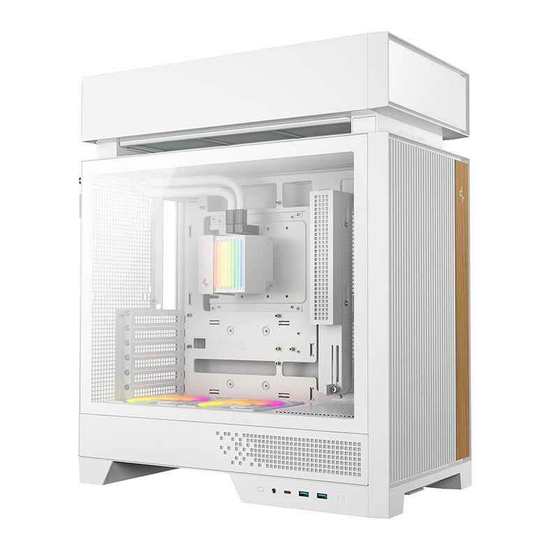 Gabinete Gamer Deepcool CL6600, ARGB, Mid-Tower, Lateral de Vidro, Com 2 Fans + Water Cooler 360mm, Branco, R-CL6600-WHNNA0-G