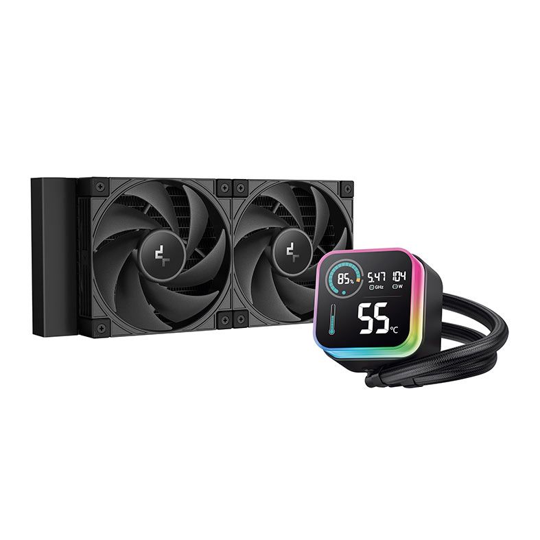 Water Cooler DeepCool LQ240 Ultra, ARGB, 240mm, Display LCD integrado, Preto, R-LQ240-BKLSMWP-G-U