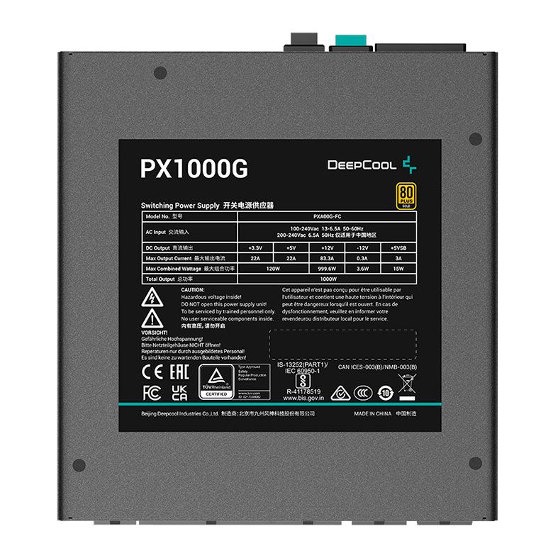 Fonte DeepCool PX1000G, Full-Modular, PCI 5.0, ATX 3.0, 80 Plus Gold, Preto, R-PXA00G-FC0B-WO